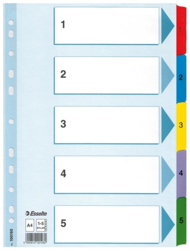 Przekładka A4 kartonowa od 1-5 numeryczna ESSELTE 100160
