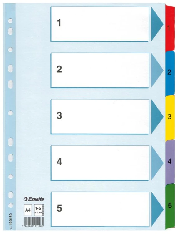 Przekładka A4 kartonowa od 1-5 numeryczna ESSELTE 100160
