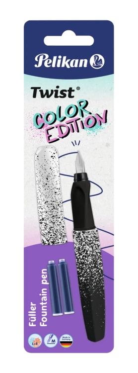Pióro wieczne PELIKAN TWIST COLOR EDITION stal. M biało-czarne   naboje