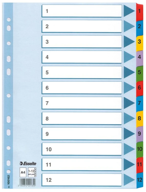 Przekładka A4 kartonowa od 1-12 numeryczna ESSELTE 100162