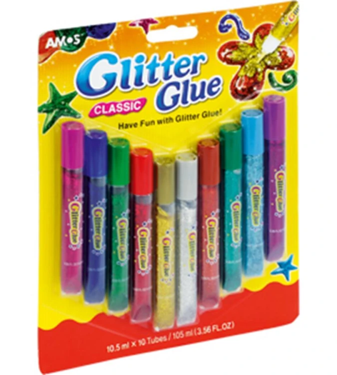 Klej z brokatem GLITTER GLUE 10 kol. 10,5 ml AMOS GCL10B10