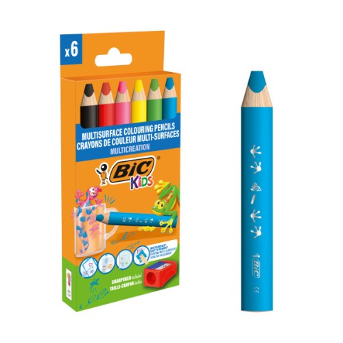 Kredki ołówkowe 6kol/110  temperówka BIC 515220