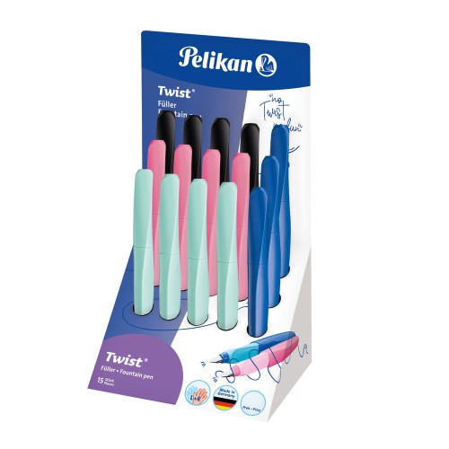 Pióro wieczne PELIKAN TWIST STAL. M mix 4 kolory 15 szt.