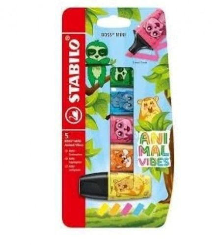 Zakreslacz mini 5kolorów Animal Vibes etui STABILO B-62416-10