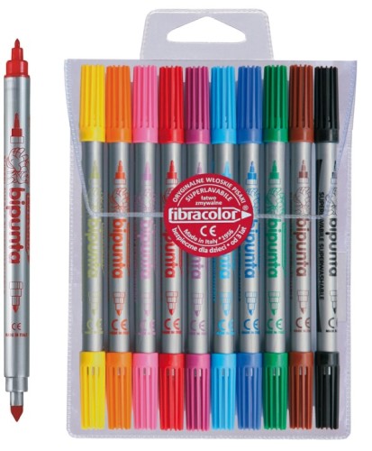 Pisaki dwustronne 10 kolorów zmazywalne FIBRACOLOR 27 FIB