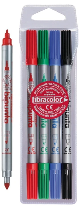 Pisaki dwustronne 4 kolory zmywalne FIBRACOLOR 310 F