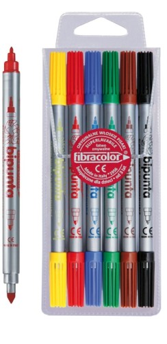 Pisaki dwustronne 6 kolorów zmywalne FIBRACOLOR  26 FIB