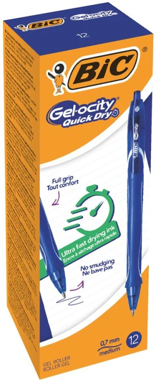 Długopis gelowy automatyczny Gelocity Quick niebieski PUD A 12 BIC 950442 – zdjęcie 3