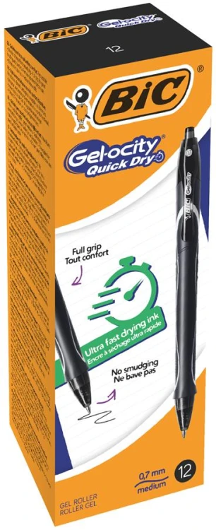 Długopis gelowy automatyczny Gelocity Quick czarny PUD A 12 BIC 949873 – zdjęcie 3