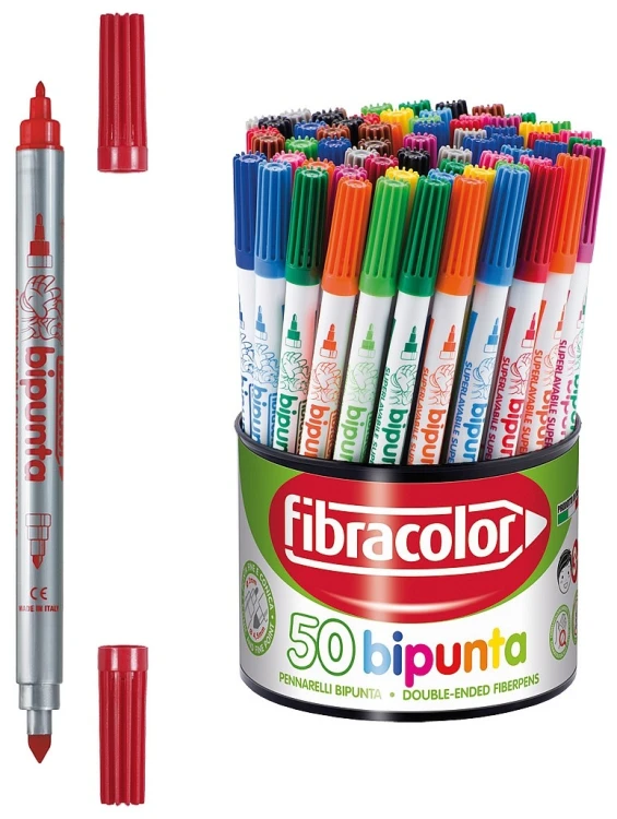 Pisaki 2stronne 50kol zmywalne Bipunta tuba FIBRACOLOR  29594