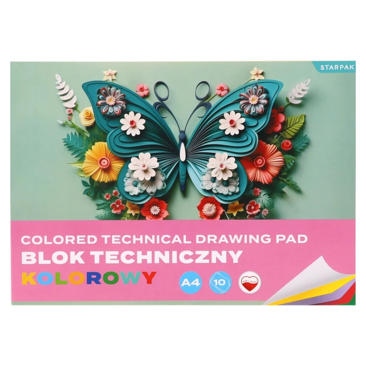 Blok techniczny A4/10k kolorowy Motyl A 10 STARPAK 587757 – zdjęcie 3