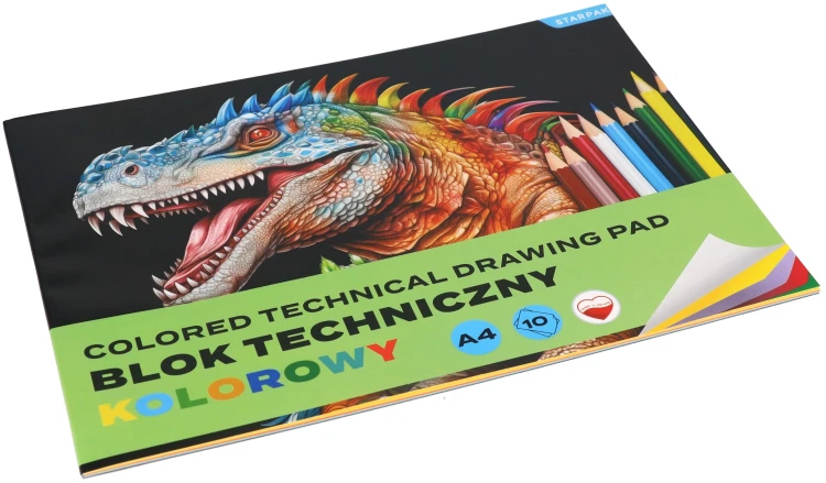 Blok techniczny A4/10k kolorowy Dinozaur A 10 STARPAK 587756 – zdjęcie 2