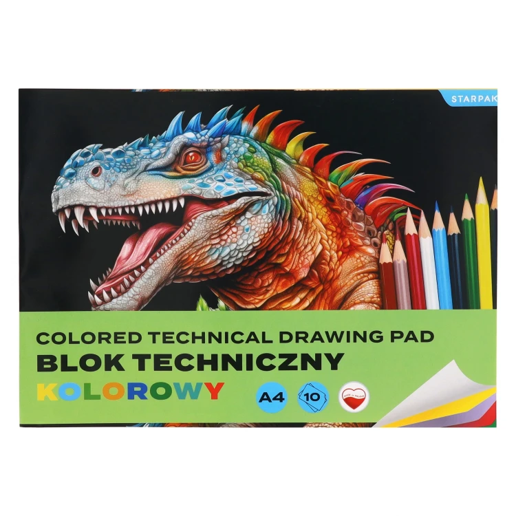 Blok techniczny A4/10k kolorowy Dinozaur A 10 STARPAK 587756 – zdjęcie 3