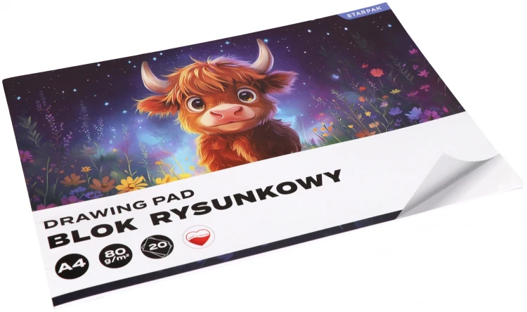 Blok rysunkowy A4/20k biały Krówka A 10 STARPAK 587743 – zdjęcie 2