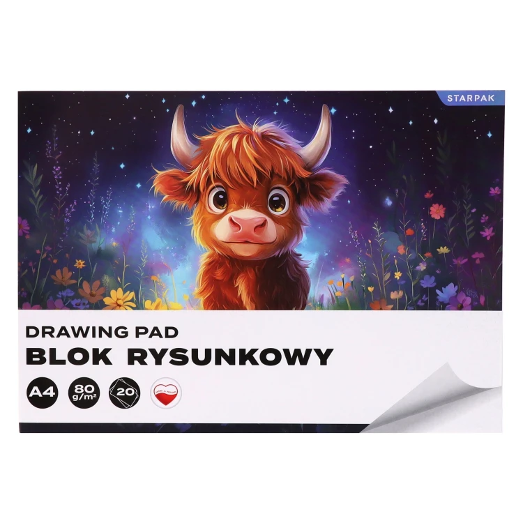 Blok rysunkowy A4/20k biały Krówka A 10 STARPAK 587743 – zdjęcie 3