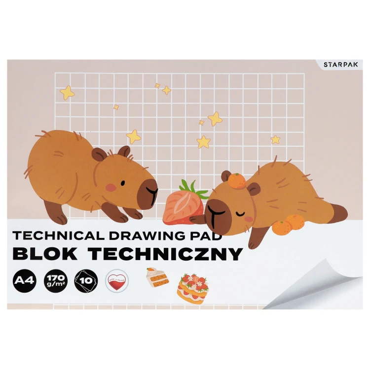 Blok techniczny A4/10 k biały 4 wzory Kapibara A 10 STARPAK 592250 – zdjęcie 4