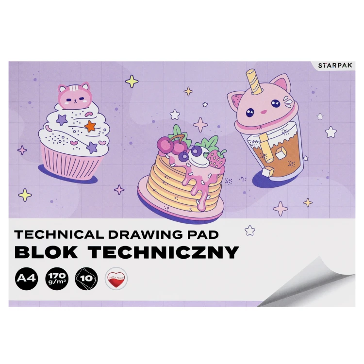 Blok techniczny A4/10K biały Kawaii 4 wzory A 10 STARPAK 592248 – zdjęcie 6