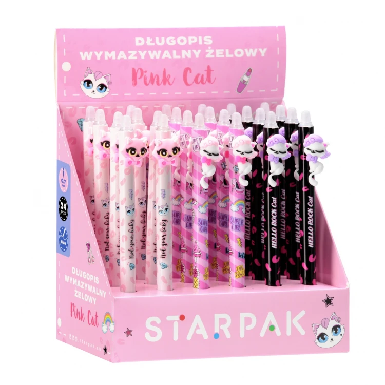 Długopis ścieralny automatyczny 0.7 Pink Cat display A 24 STARPAK 552683 – zdjęcie 3