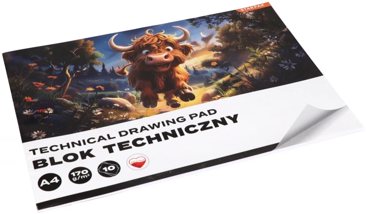 Blok techniczny A4/10k biały Krówka A 10 STARPAK 587753 – zdjęcie 2