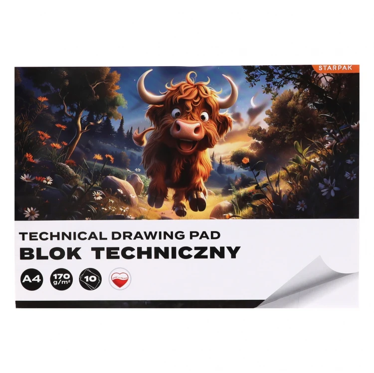 Blok techniczny A4/10k biały Krówka A 10 STARPAK 587753 – zdjęcie 3