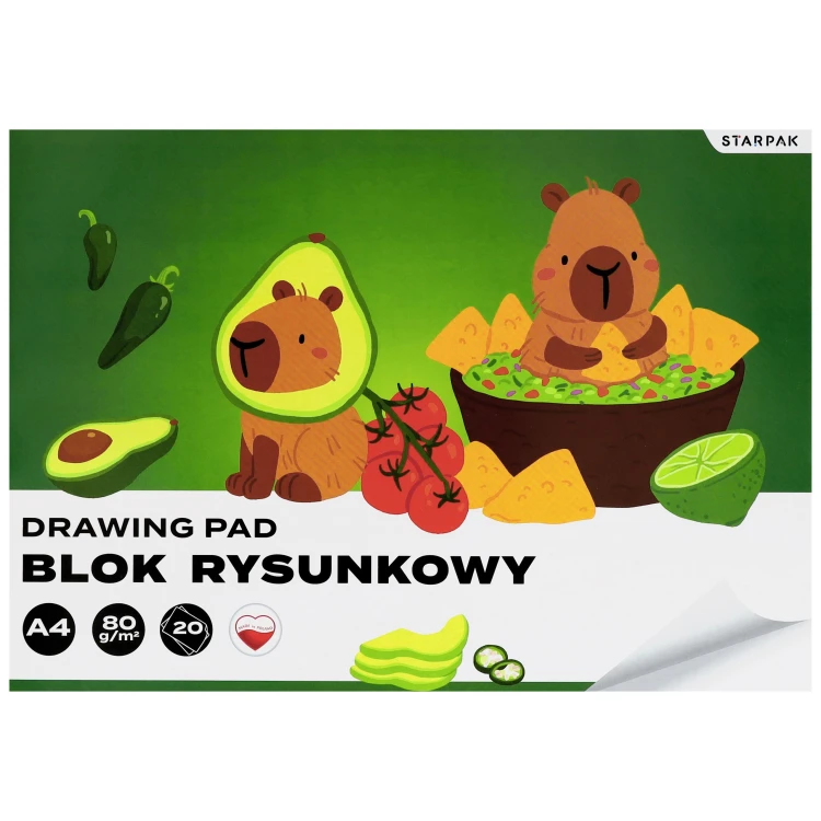 Blok rysunkowy A4/20K biały Kapibara 4 wzory A 10 STARPAK 592249 – zdjęcie 2