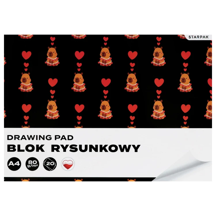Blok rysunkowy A4/20K biały Kapibara 4 wzory A 10 STARPAK 592249 – zdjęcie 4