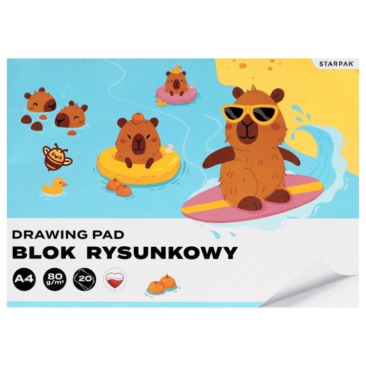 Blok rysunkowy A4/20K biały Kapibara 4 wzory A 10 STARPAK 592249 – zdjęcie 6