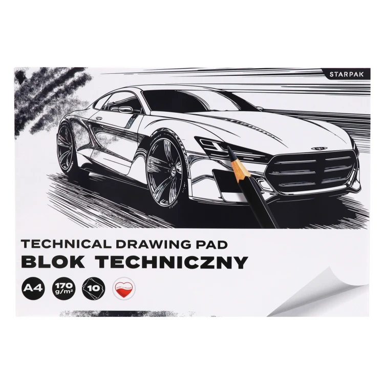 Blok techniczny A4/10k biały Auto A 10 STARPAK 587751 – zdjęcie 3