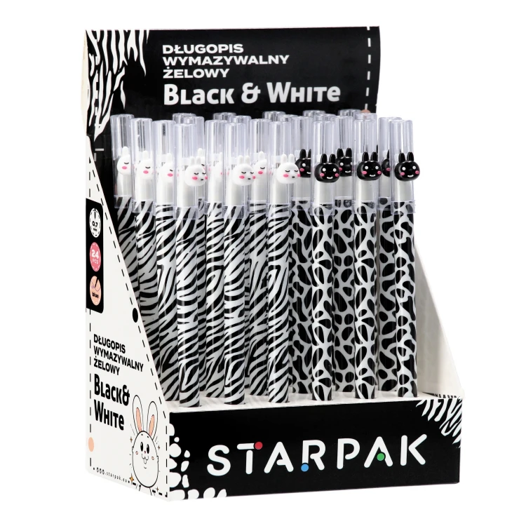 Długopis ścieralny zamykany 0.7 Black & White A 24 STARPAK 552687 – zdjęcie 3