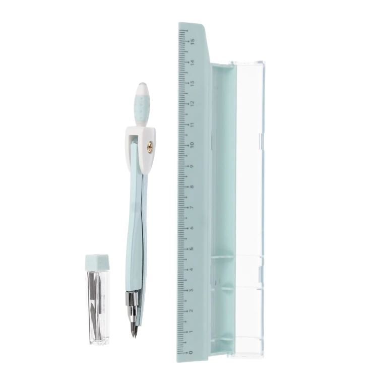 Cyrkiel metalowy plus linijka Pastel Blue STARPAK 561876 – zdjęcie 3