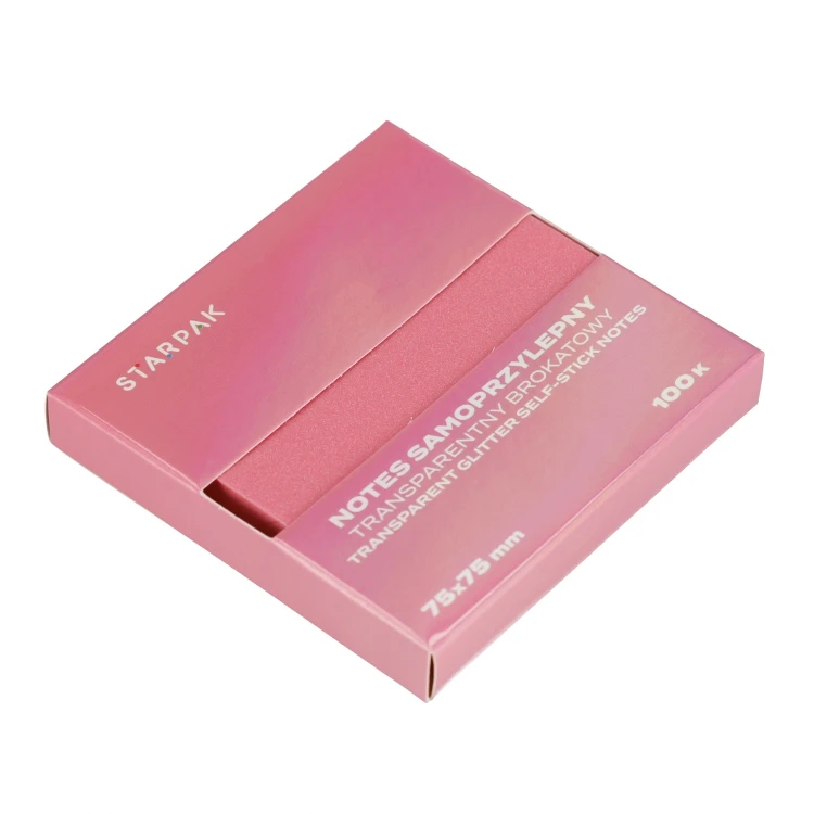 Notes samoprzylepny 75x75/100k transparent brokat różowy STARPAK 576529 – zdjęcie 5