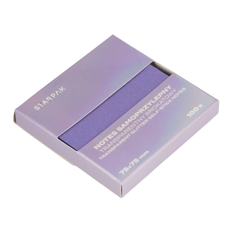 Notes samoprzylepny 75x75/100k transparent brokat fioletowy STARPAK 576527 – zdjęcie 5