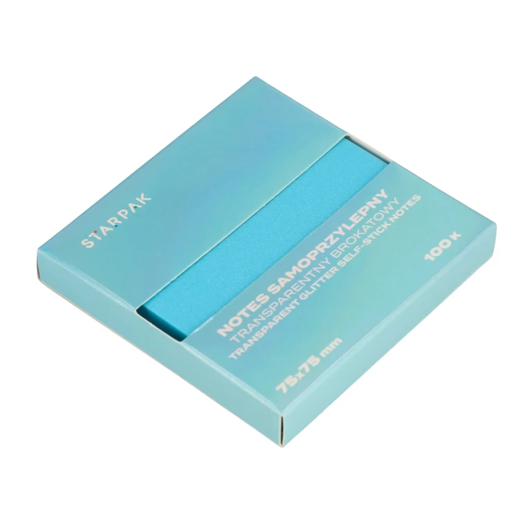 Notes samoprzylepny 75x75/100k transparent brokat niebieski STARPAK 576530 – zdjęcie 5