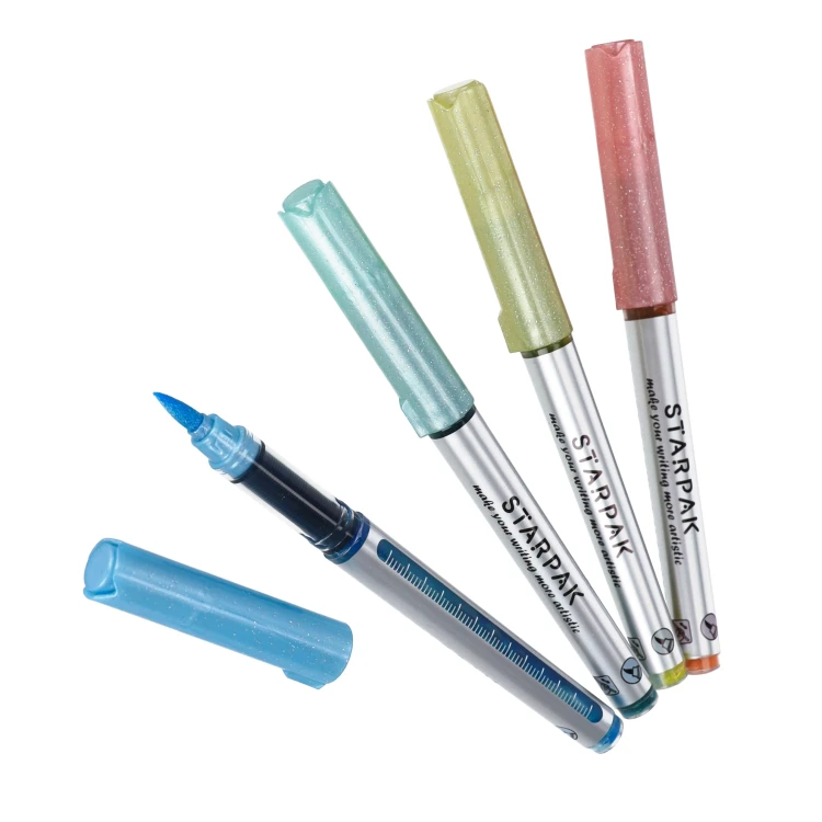 Marker akrylowy w pędzelku 4 kolory brokatowy STARPAK 580593 – zdjęcie 2
