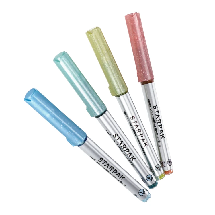 Marker akrylowy w pędzelku 4 kolory brokatowy STARPAK 580593 – zdjęcie 3