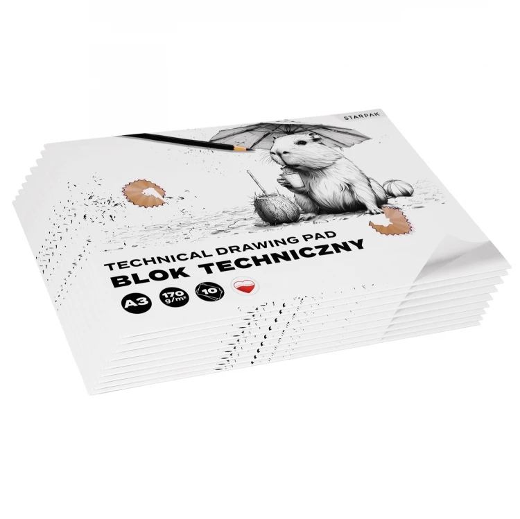 Blok techniczny A3/10k biały A 10 STARPAK 589016 – zdjęcie 4