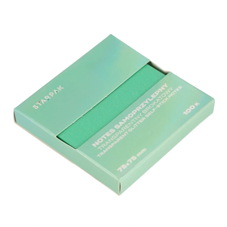 Notes samoprzylepny 75x75/100k transparent brokat zielony STARPAK 576531 – zdjęcie 5
