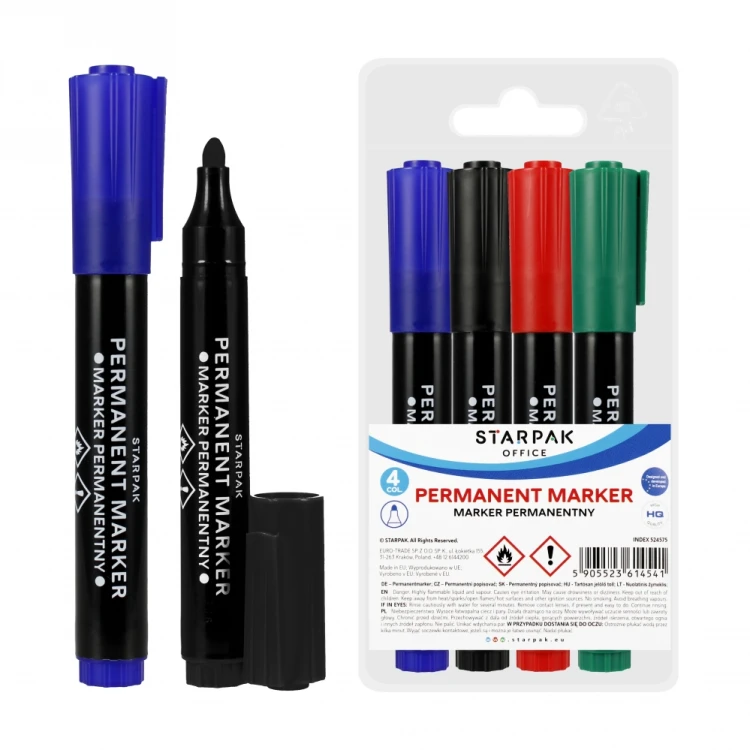 Marker permanentny okrągły 4 kolory w etui STARPAK 524575 – zdjęcie 3