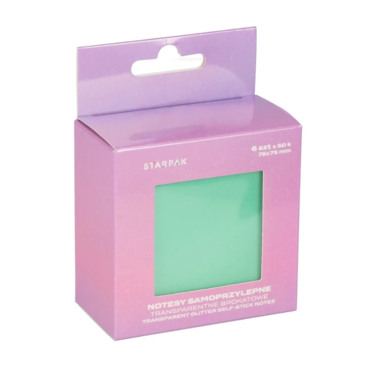 Notes samoprzylepny 75x75/50k transparent 6 kolorów Brokat STARPAK 576518 – zdjęcie 5
