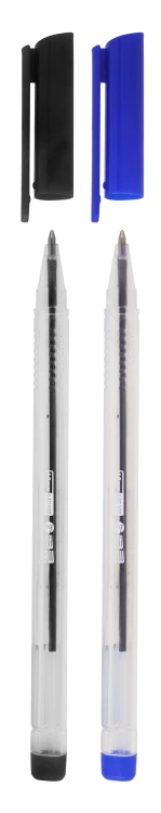 Długopis biurowy przezroczysty 1 mm MemoBe czarny + niebieski 10 szt. etui – zdjęcie 3