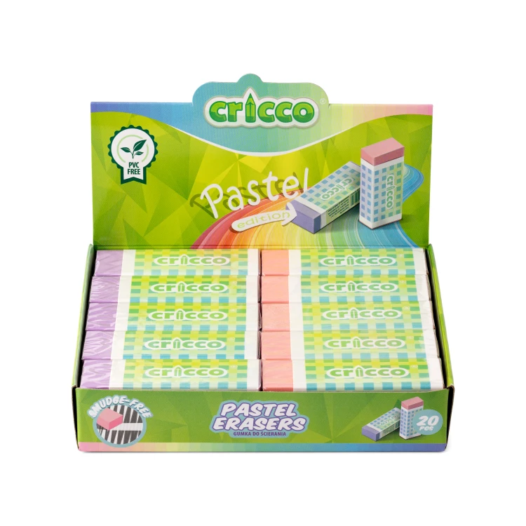Gumka do ścierania Cricco, pvc-free, pastel, 2 szt. blister – zdjęcie 2