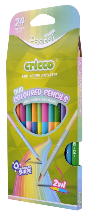 Kredki dwustronne Cricco TRÓJKĄTNE12/24 kol. pastelowe – zdjęcie 2