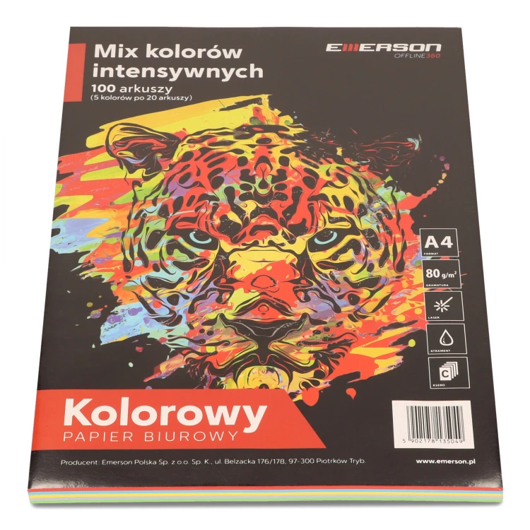 Papier xero kolor A4 80g mix intensywny op100ark EMERSON XEM1001PWN
