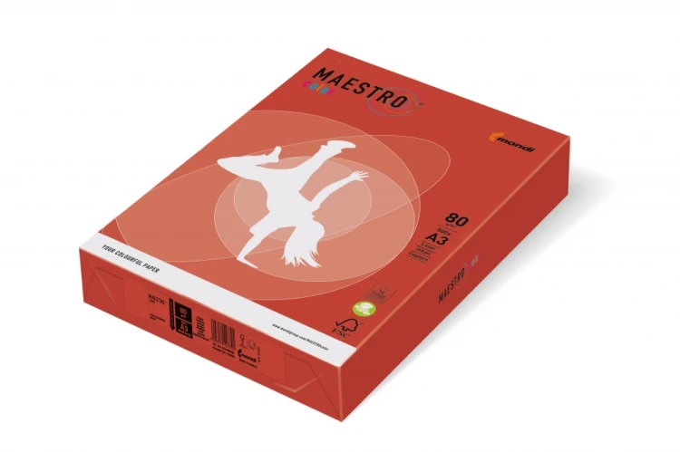 Papier xero A4 160 g czerwony Maestro op.250 arkuszy IGEPA 941CO44A16