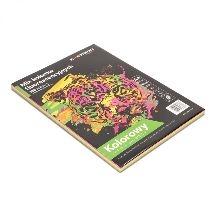 Papier xero kolor A4 80g mix fluo op100ark EMERSON XEM1002PWN