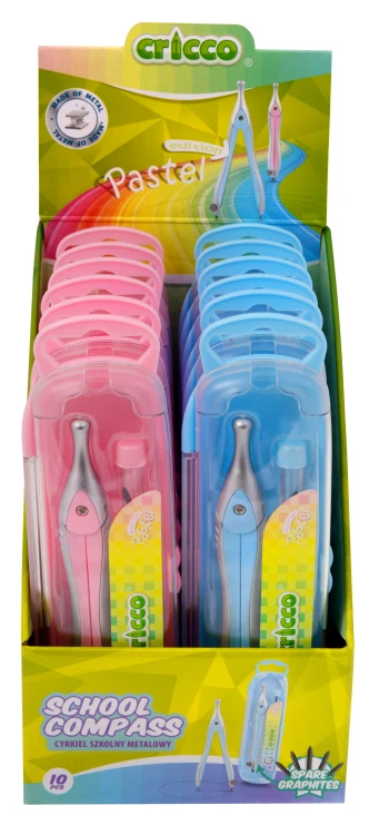 Cyrkiel szkolny Cricco z grafitami, pastel, etui – zdjęcie 2