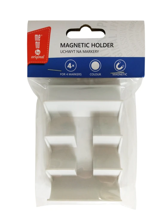 Uchwyt na markery MEMOBE, magnetyczny, biały, na 4 markery, 7,5x10,5x2 cm – zdjęcie 2