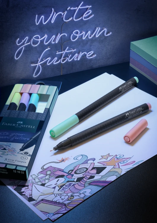 Cienkopisy grip 5 kol. pastelowych Faber-Castell – zdjęcie 2