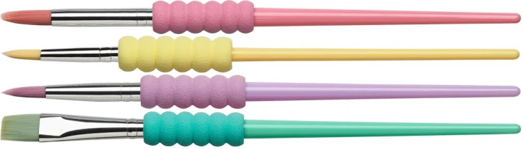 Pędzle szkolne z miękkim uchwytem kolory pastelowe 4 szt. blister Faber-Castell – zdjęcie 2