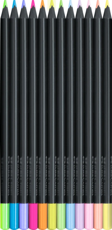Kredki trójkątne black edition 12 kol. pastelowych i neonowych Faber-Castell – zdjęcie 2